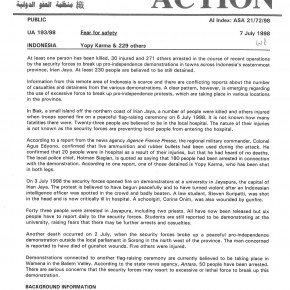Amensty International: Fear for Safety, 7 July 1998